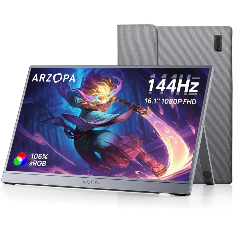 Arzopa Z1FC Portable Monitor 16.1" 144hz IPS Full HD 1080p Metal Housing…