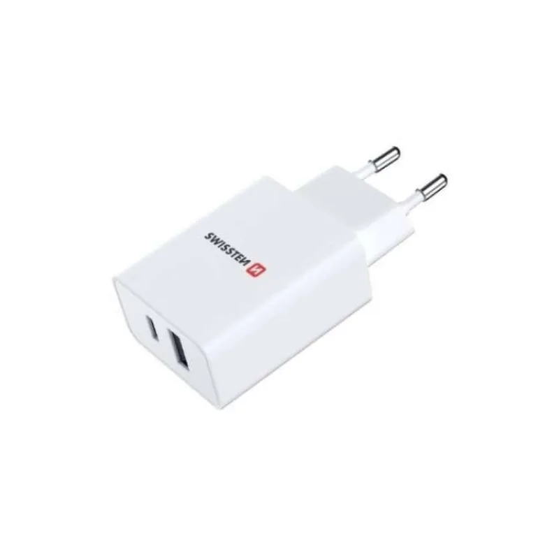 Swissten Síťový Adaptér 1x USB-C + 1x USB 2,1A 10,5W Bilý (22040100)