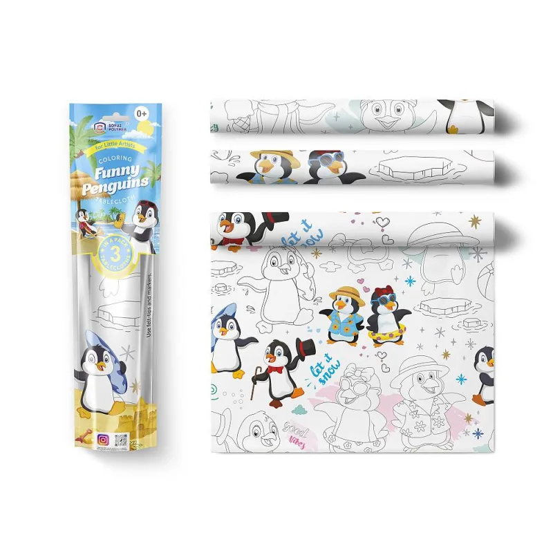 Pexi Pexi Maľovacie obrusy 3 ks - Veselí tučniaky (Funny Penguins)