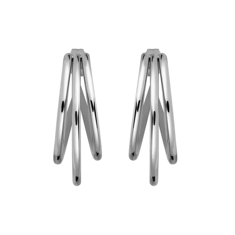 Náušnice Rosefield striebornej farby Triple Hoops JETHS-J574