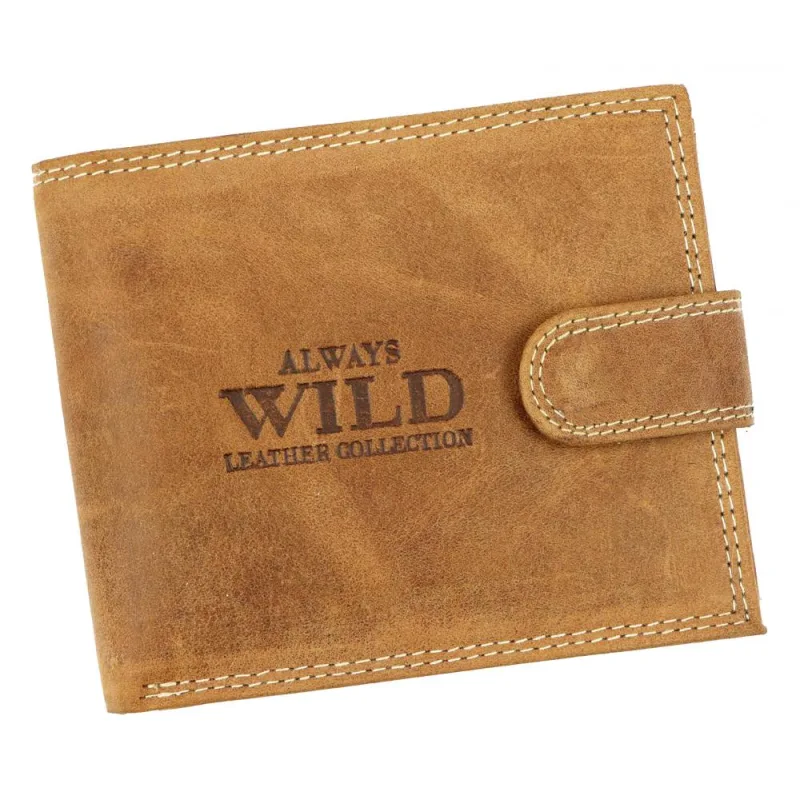 Koňakovo hnedá pánska peňaženka z brúsenej kože RFID v krabičke WILD