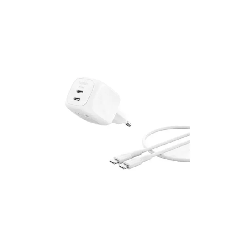 Belkin BOOST CHARGE™ PRO Duální 50W USB-C Power Delivery GaN PPS nástěnná nabíječka + 1m USB-C/USB-C kabel, bílá (WCH019kq1MWH-B6)