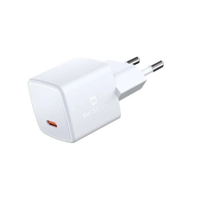Swissten Síťový Adaptér GaN USB-C 33W PD mini 3x3x3 cm Bilý (22055100)