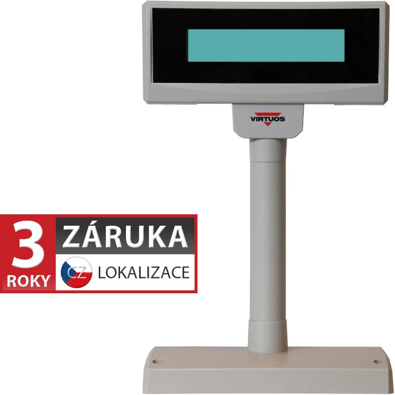 LCD zákaznícky displej Virtuos FL-2024MW 2x20, serial (RS-232), 12V,…