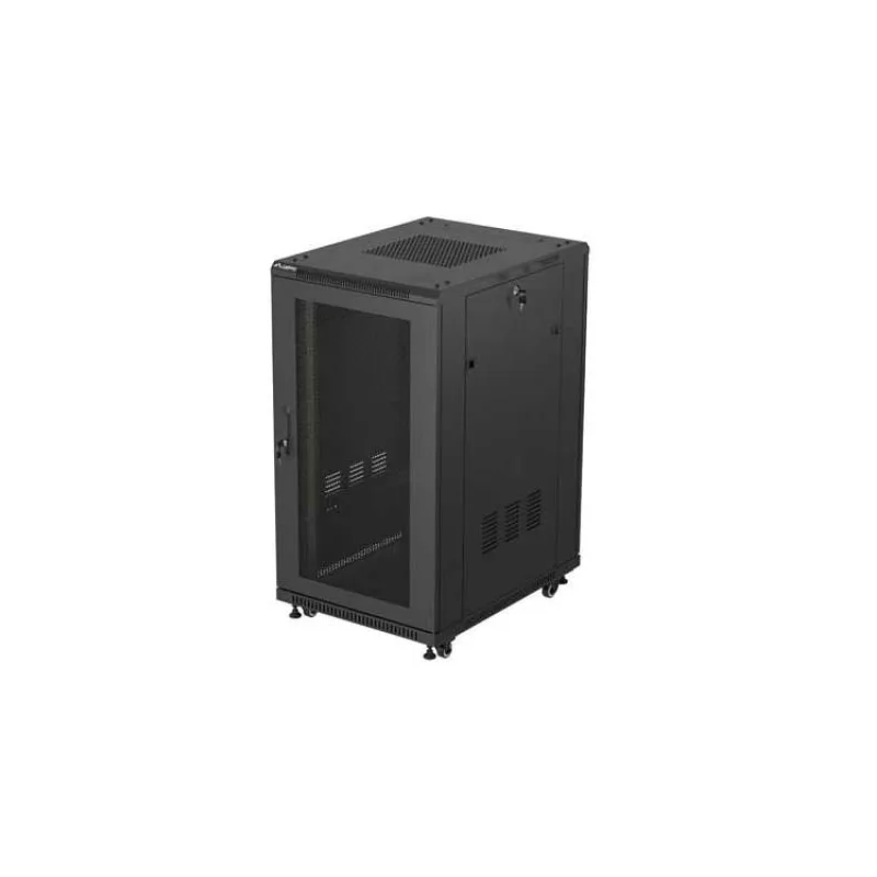 19" VOĽNE STOJÚCA RACKOVÁ SKRIŇA 22U/600X800 (FLAT PACK) SO SIEŤOVÝMI DVERAMI ČIERNA LANBERG (FF01-6822-23B)