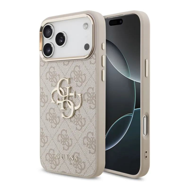 Guess PU Leather 4G Metal Logo Gold Frame kryt iPhone 18 Pro Max ružový…