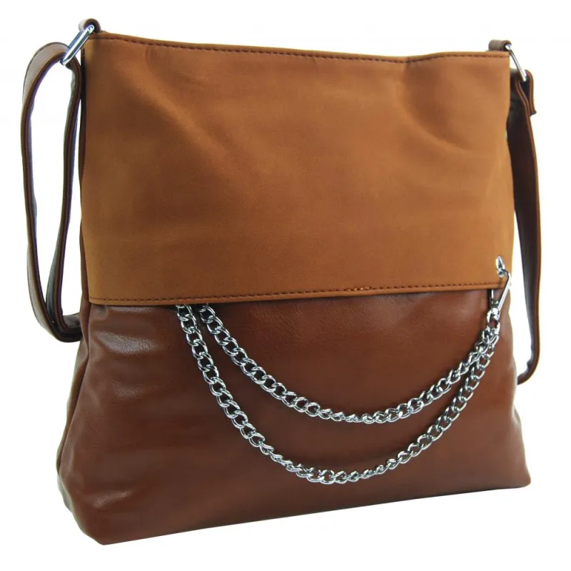 ROSY BAG Dámska crossbody kabelka s retiazkou NH8146 hnedá