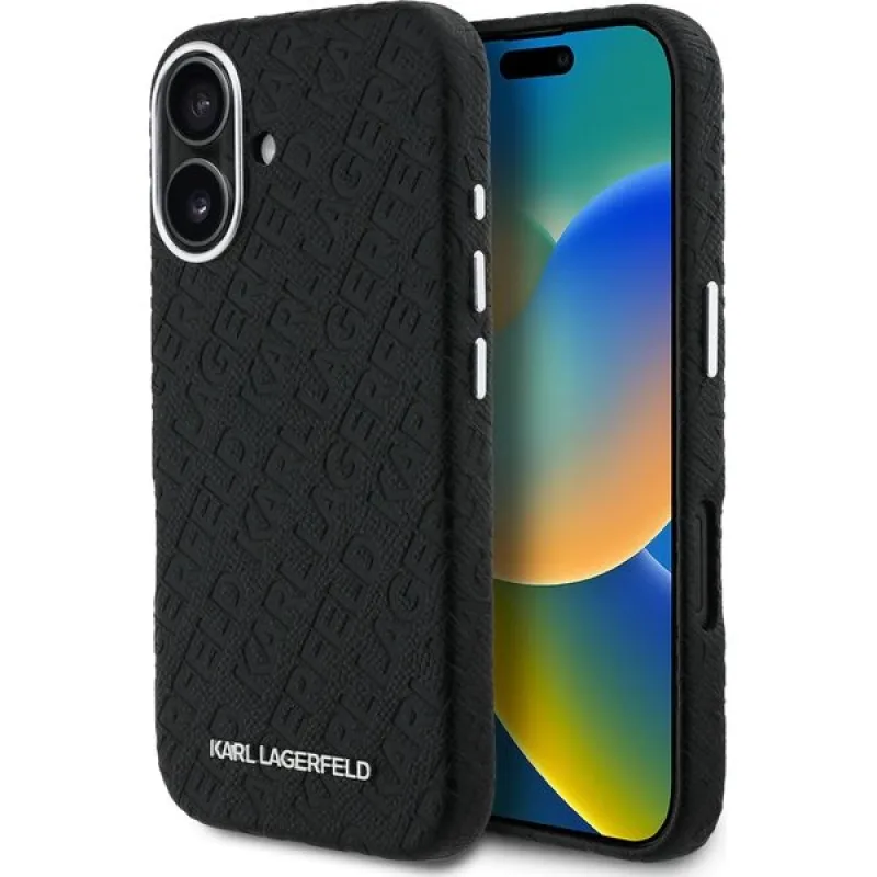 Karl Lagerfeld Grained PU Repeated Logo MagSafe kryt iPhone 16 čierny…