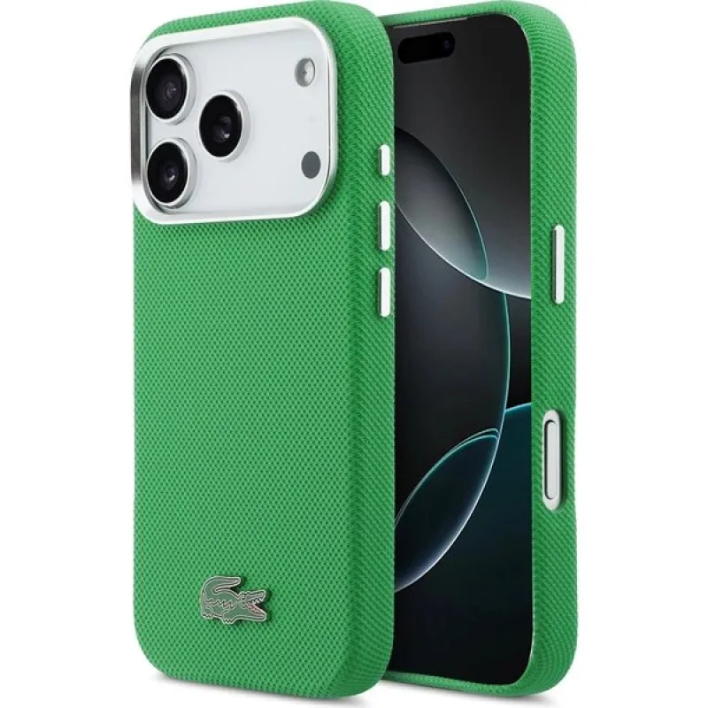 Lacoste Iconic Petit Pique Metal Logo MagSafe kryt iPhone 17 Pro zelený…