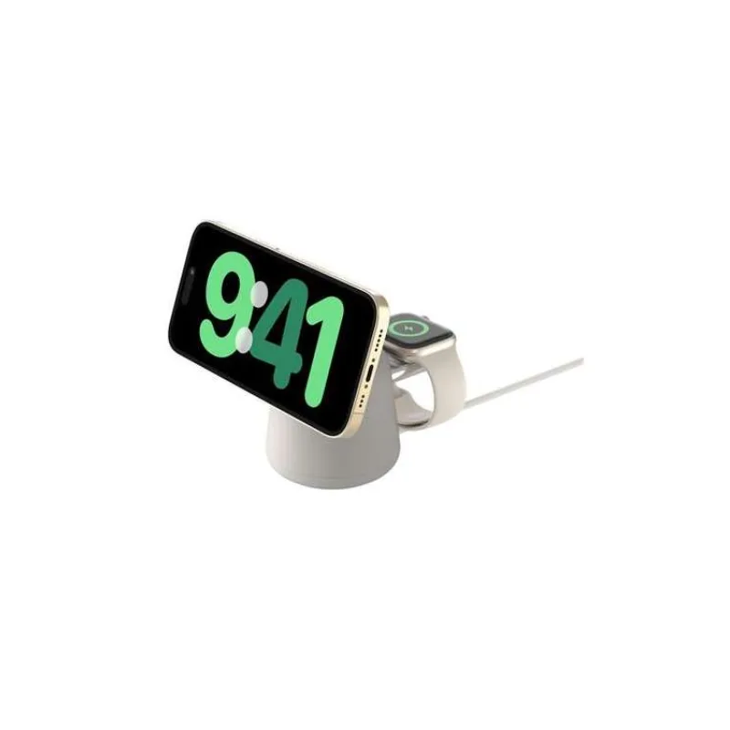 Belkin BOOST CHARGE™ PRO Qi2 2v1 Nabíjecí stojánek pro iPhone/Apple Watch/AirPods, písečná (WIZ027vfH37)