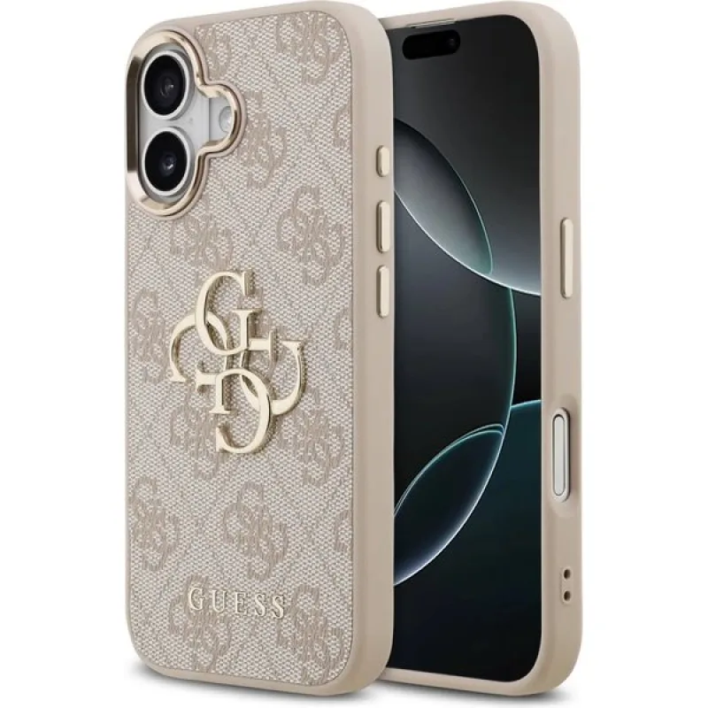 Guess PU Leather 4G Metal Logo Gold Frame kryt iPhone 17 ružový…