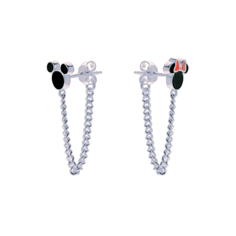 Detské náušnice Disney Mickey a Minnie Mouse strieborné ES00072SL.CS
