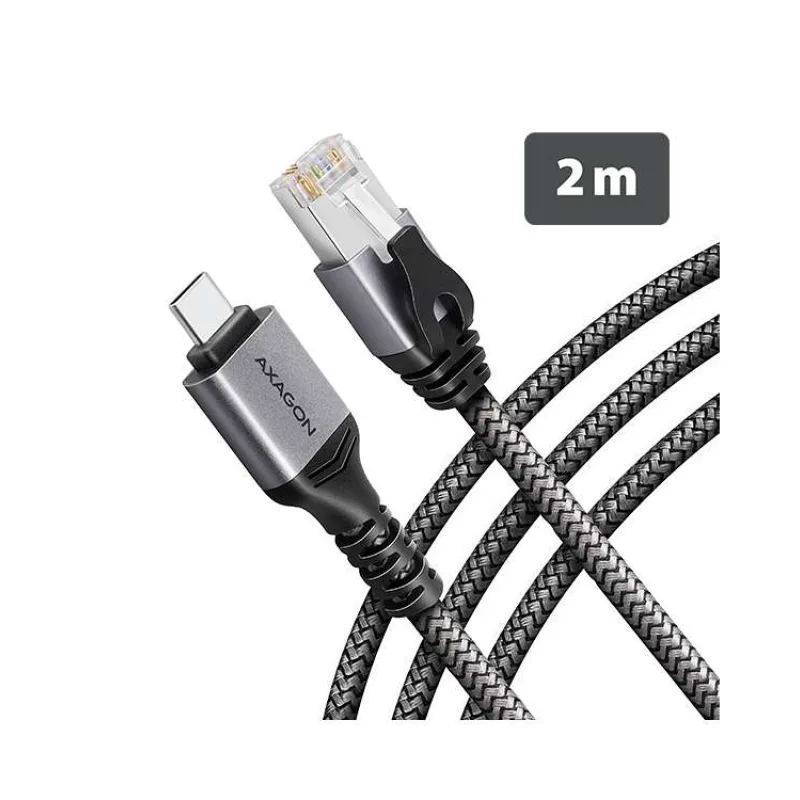 AXAGON ADE-CM20, USB-C Gigabit Ethernet adaptér s integrovaným sieťovým CAT6 káblom RJ-45 (2 m) (ADE-CM20)