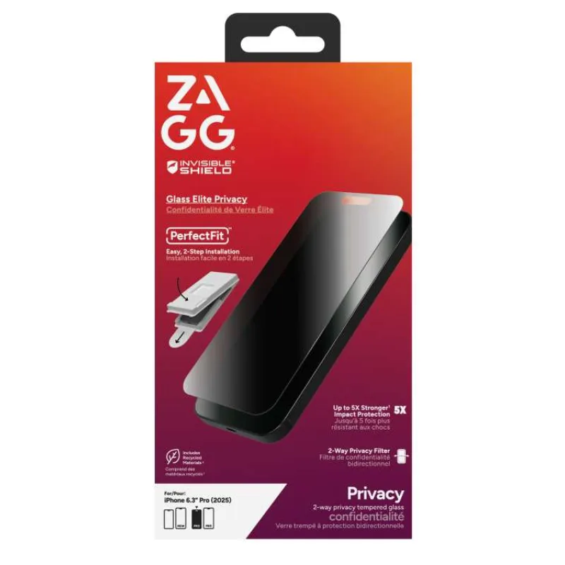 ZAGG Ochranné sklo GLASS Elite Privacy pre Apple iPhone 17 Pro (200119887)