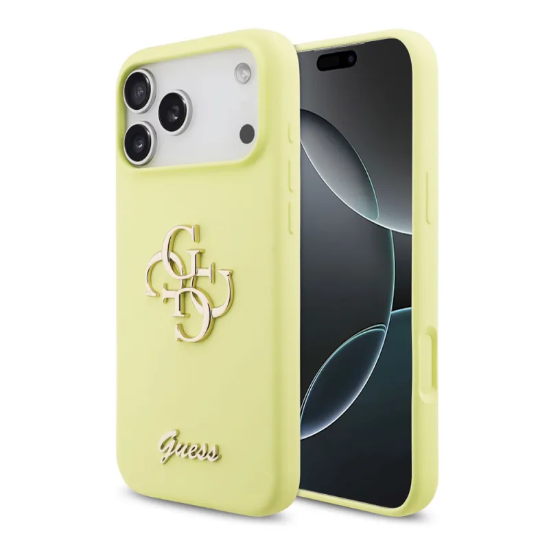 Guess Liquid Silicone 4G Metal Logo kryt iPhone 17 Pro Max žltý…