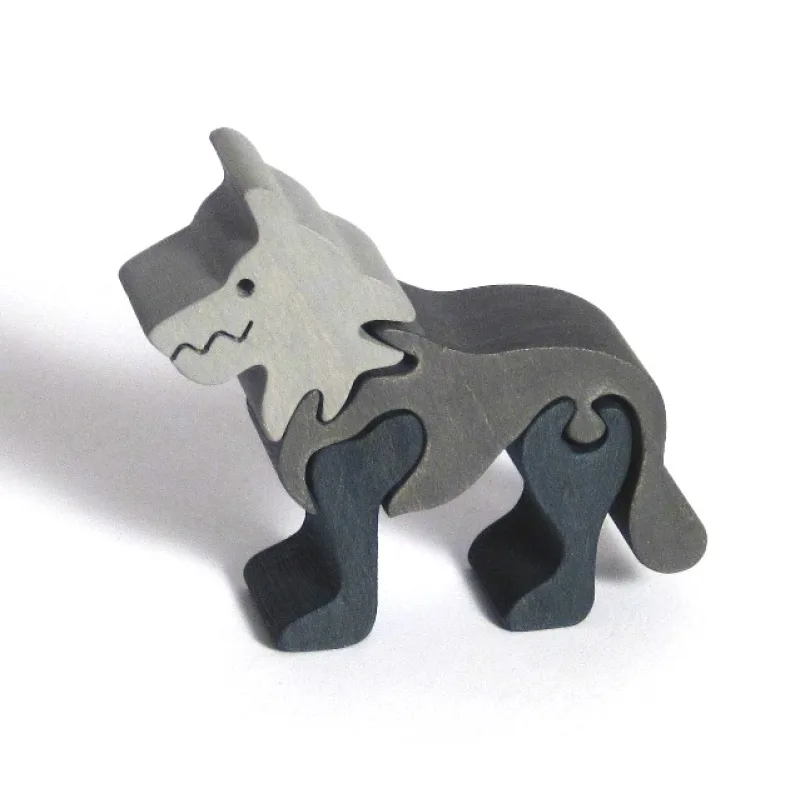 Fauna Fauna Drevené vkladacie puzzle z masívu malý vlk