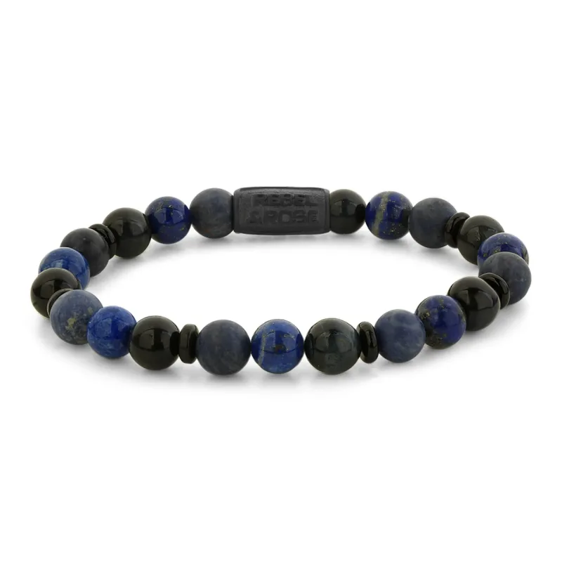 Pánsky náramok Rebel & Rose Variations Mix Blue 8 mm RR-80124-B-LPLUS
