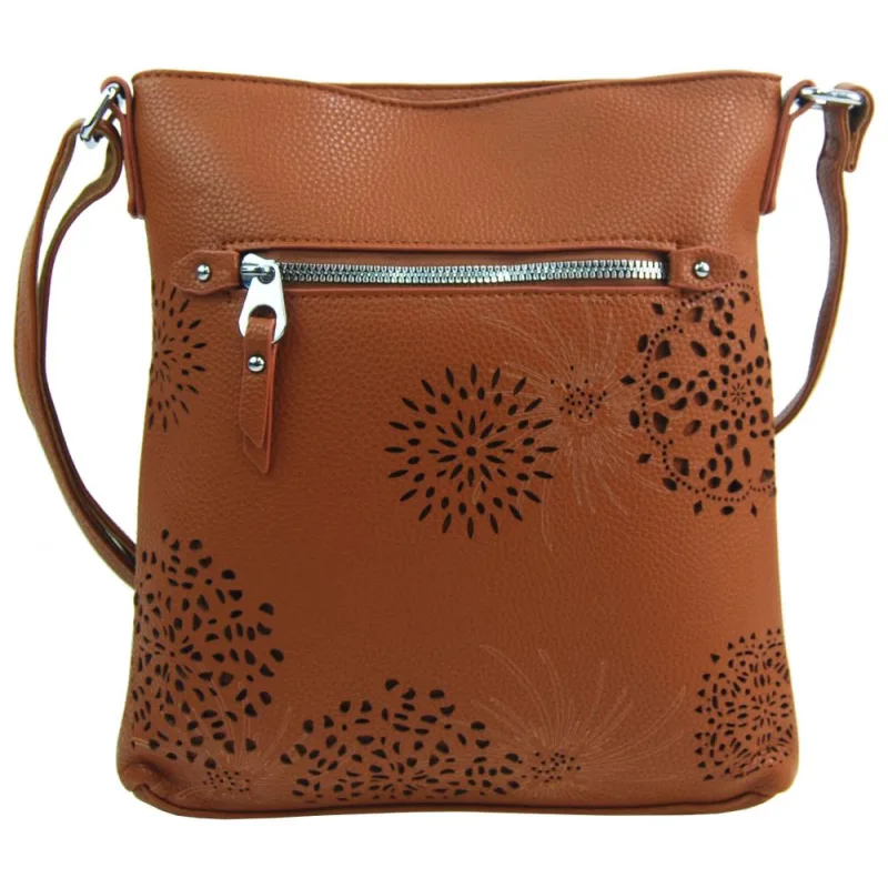 BELLA BELLY Crossbody dámska kabelka v kvetovanom dizajne hnedá 5432-BB