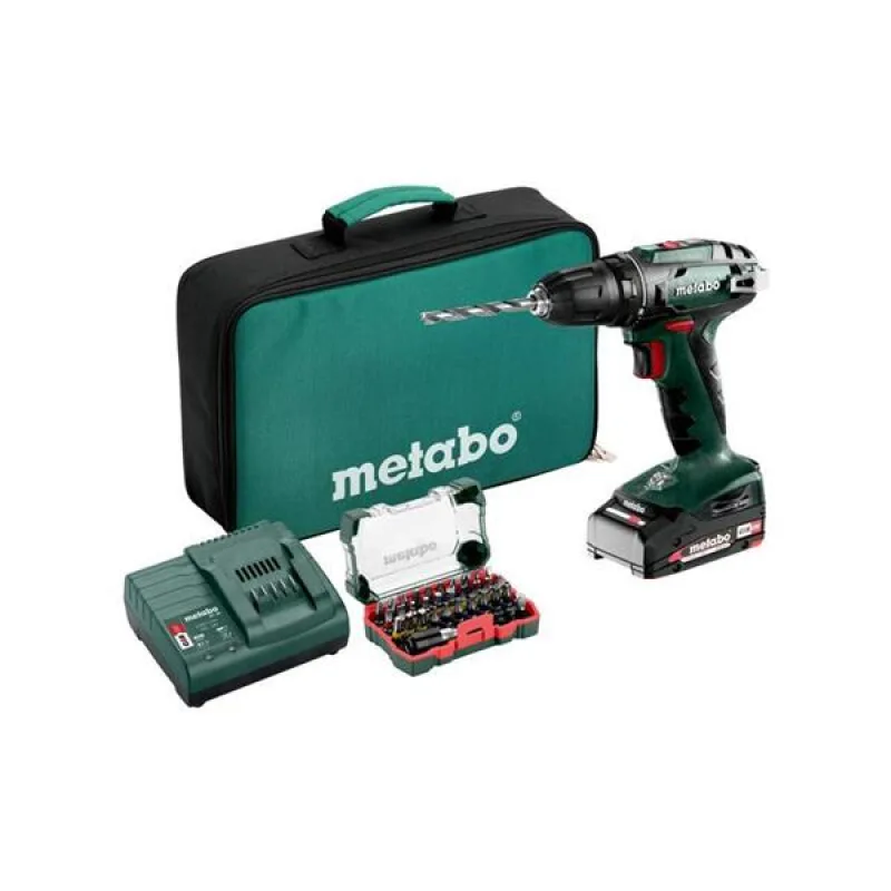 Metabo BS 18 Aku Vŕtačka so skrutkovačom + 1 x 2,0Ah + Bit-box v textil…