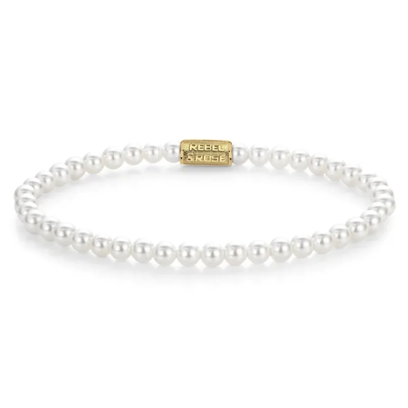 Dámsky náramok Rebel & Rose Pearl Gem Gold 4 mm RR-40149-G-XS