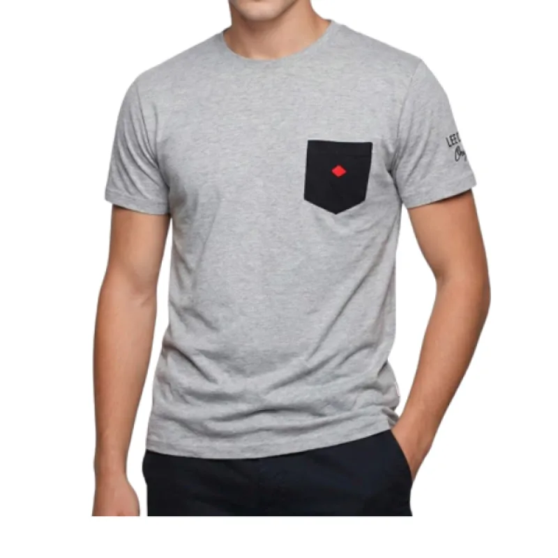Prémiové Pánske Bavlnené Tričko LEE COOPER Originals Classic, vrecko, Šedé Farba: šedá, Veľkosť: XL