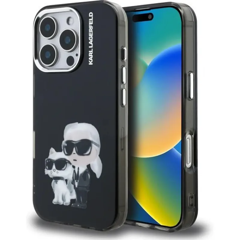 Karl Lagerfeld IML Aquarelle Karl and Choupette kryt iPhone 16 Pro čierny…