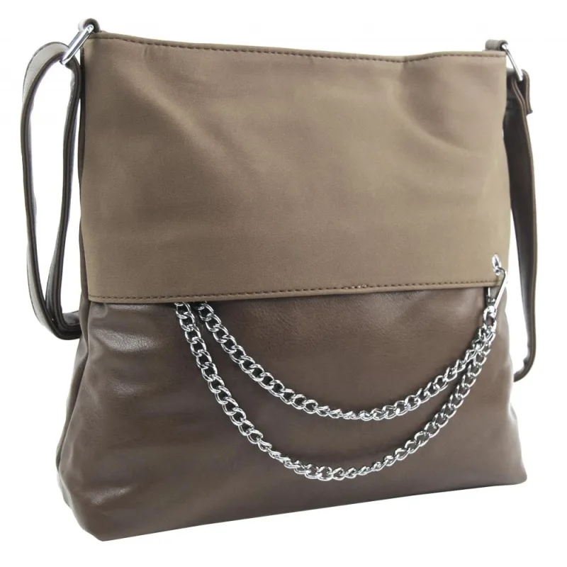 ROSY BAG Dámska crossbody kabelka s retiazkou NH8146 šedohnedá