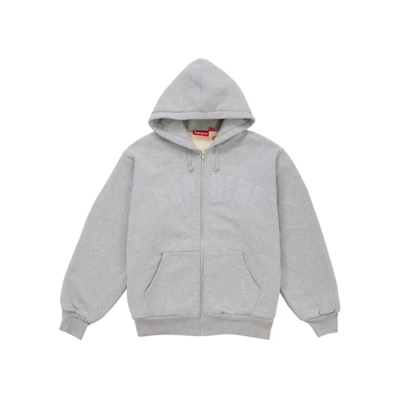 Supreme Arc Thermal Lined Zip Up Hooded Sweatshirt (FW26) Heather Grey - L