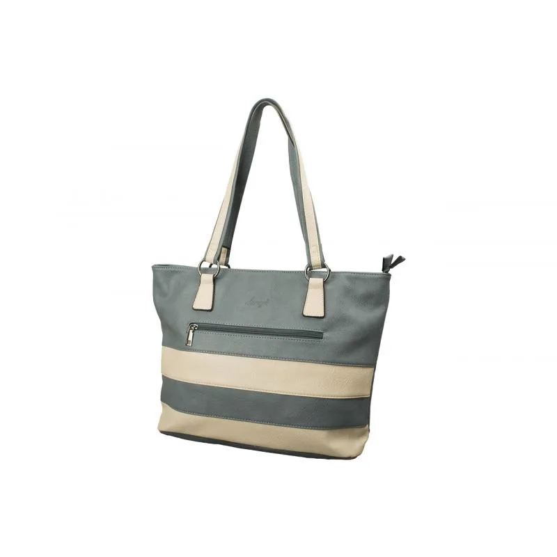 Impex dariya® shopper/tote bag s prúžkami - petrol/cream PU Veľkosť: UNI