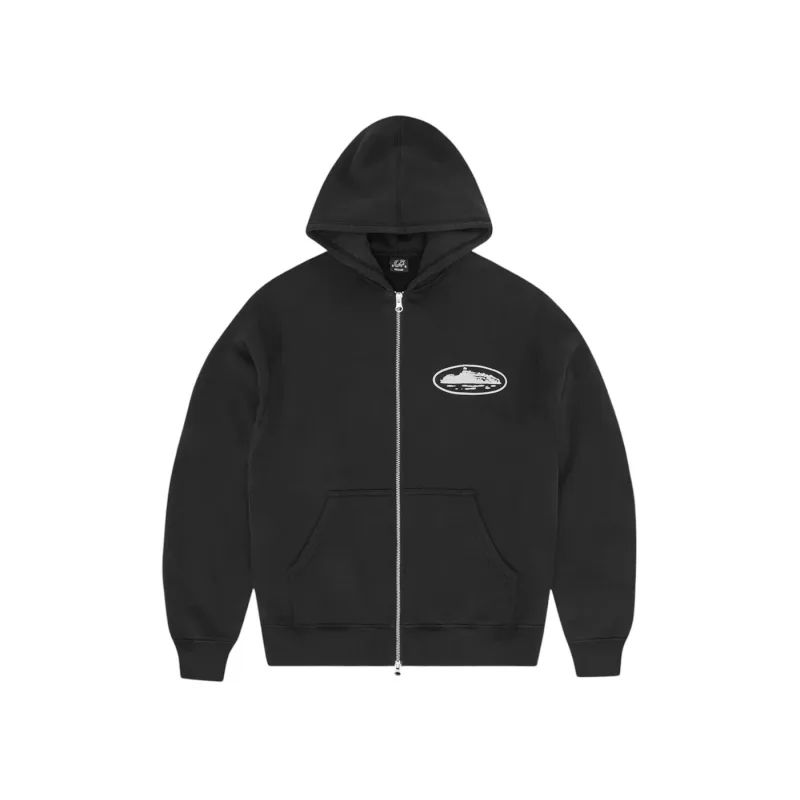 Corteiz Island Puff Print Zip Hoodie Black - M