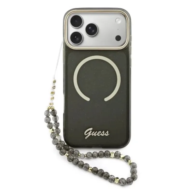 Guess IML Glitter Script Strap MagSafe kryt iPhone 17 Pro Max čierny…
