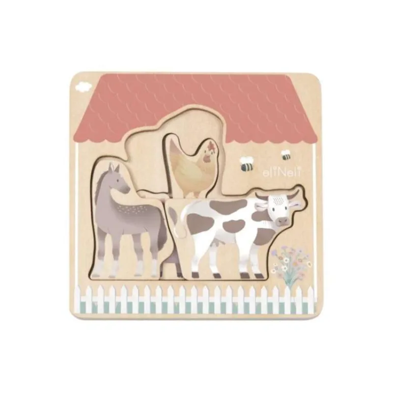 Dřevěné puzzle vícevrstvé - Farma se zvířátky (EN1396)