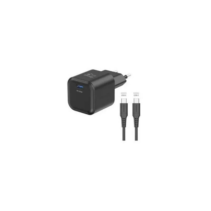 Swissten síťový adaptér gan 1x usb-c 35w power delivery černý + datový kabel usb-c/usb-c 1,2 m černý (22070230)