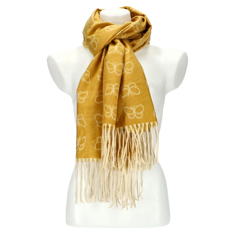 Cashmere Dámsky žltý teplý dlhý zimný šál 196x67 cm