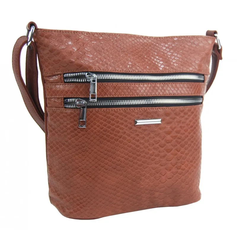 NEW BERRY Hnedá crossbody dámska kabelka v kroko dizajne