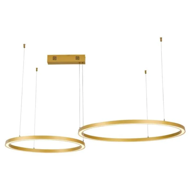 IMMAX NEO FINO NEW SMART závěsné svítidlo 2 kruhy, 60+80cm, 93W zlaté, Zigbee 3.0, TUYA (07218L)