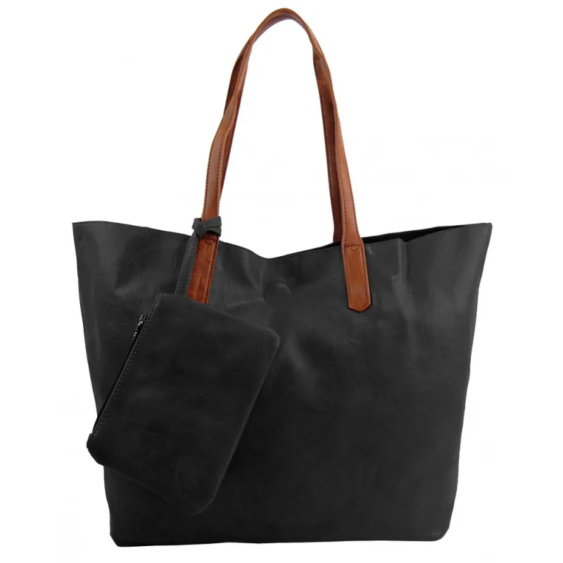 INT. COMPANY Veľká čierna shopper dámska taška s crossbody vo vnútri