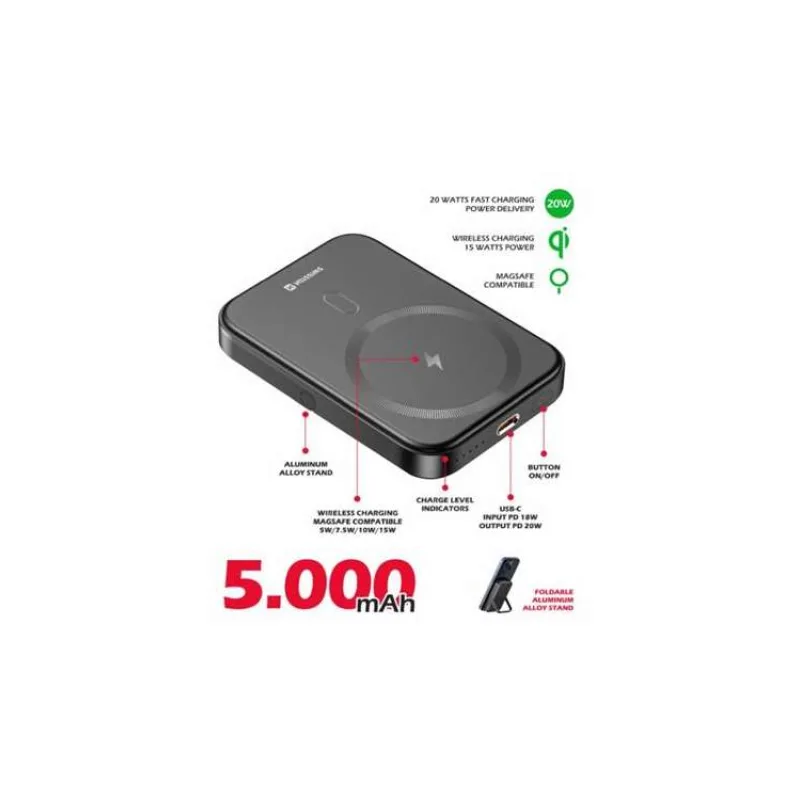 SWISSTEN POWER BANK FUSION 5000 mAh S NABÍJENÍM APPLE WATCH (kompatibilní s MagSafe) STŘÍBRNÁ (22013982)