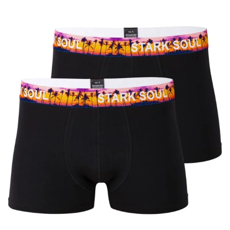 Stark Soul® Prémiové Pánske Boxerky bez bočných švov Hipster štýl set 2 kusy čierna oranžová Farba: čierna, Veľkosť: M