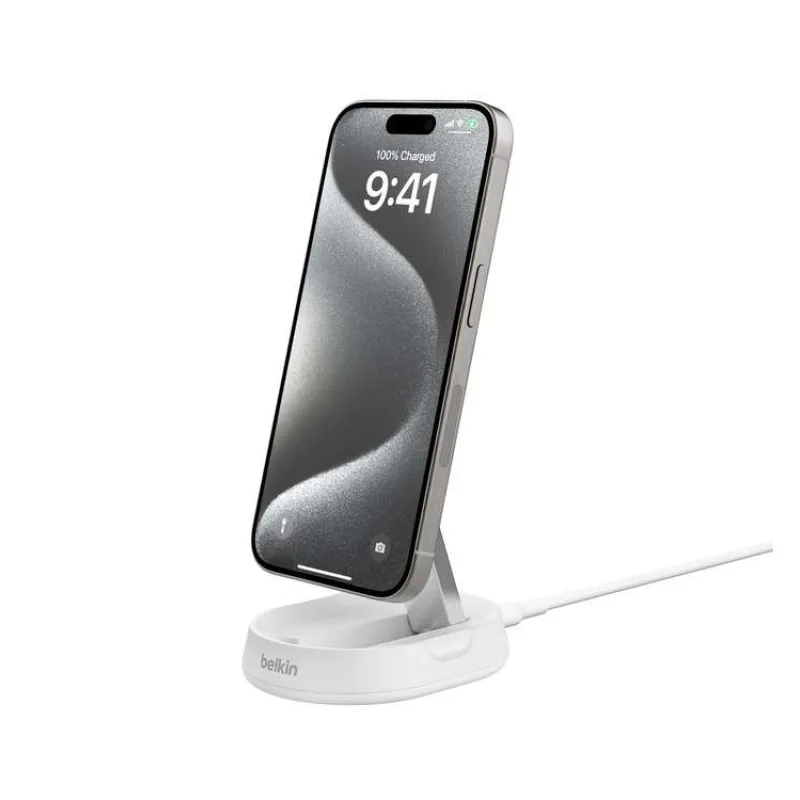 Belkin BOOST CHARGE™ PRO Qi2 15W Magnetický nabíjecí stojan, konvertibilní, bez adaptéru, bílá (WIA008btWH)
