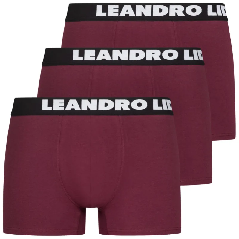 LEANDRO LIDO Pánske Boxerky 3Pack Bordové Farba: bordová, Veľkosť: XL