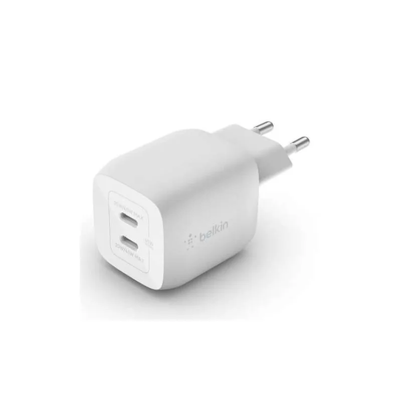Belkin BOOST CHARGE™ Duální 45W USB-C Power Delivery GaN PPS nástěnná nabíječka, bílá (WCH011vfWH)