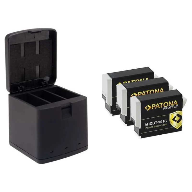 PATONA nabíječka pro digitální kameru Triple GoPro Hero 9/Hero 10/Hero 11/Hero 12/ 3x baterie 1730mAh Enduro (PT1795B)