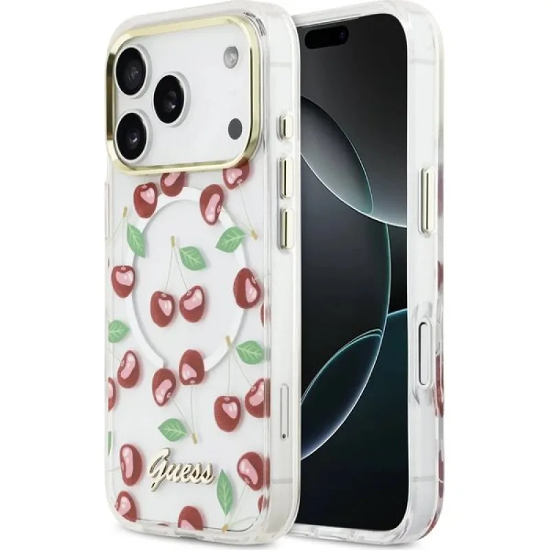 Guess IML Glitter Cherry MagSafe kryt iPhone 17 Pro biely 57983129788