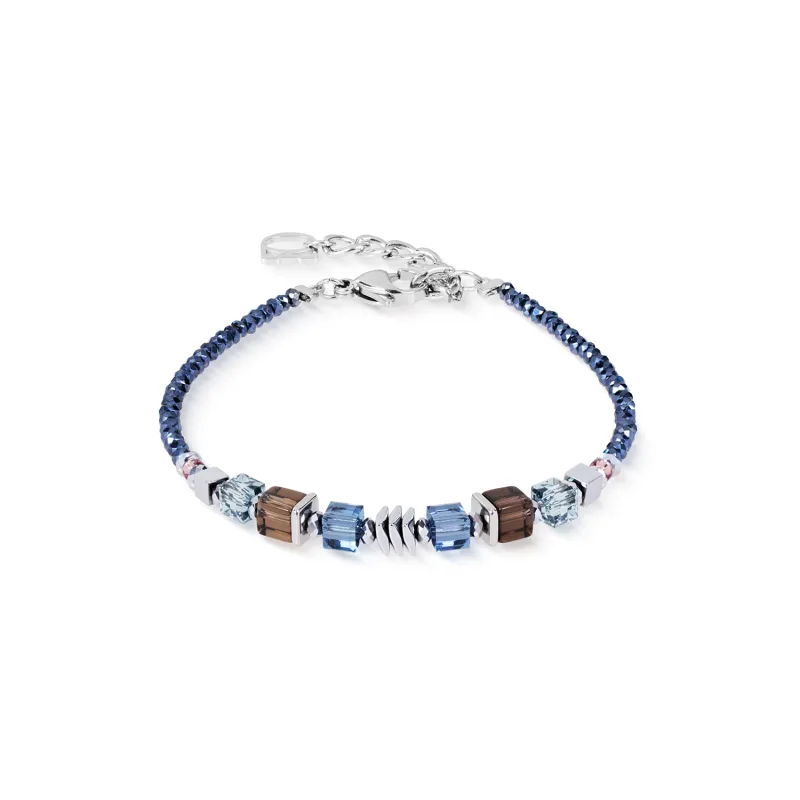 Dámsky náramok Coeur de Lion Wave Cube Flow Silver-Blue 3044/30-0712