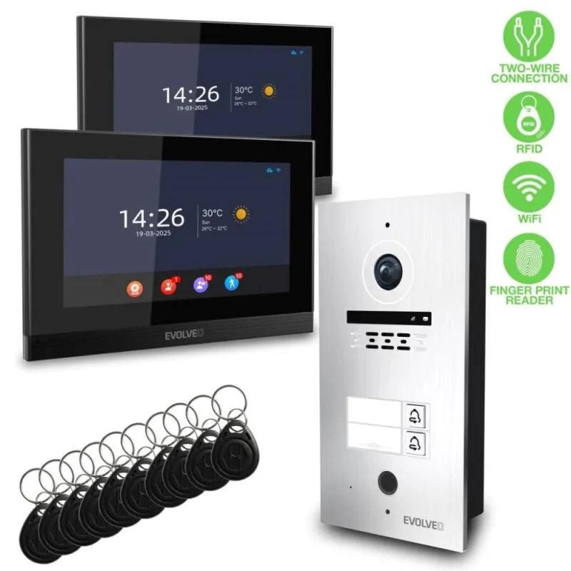 EVOLVEO DoorPhone ID-2, 2-vodičový videovrátnik pre dva byty s RFID,s…