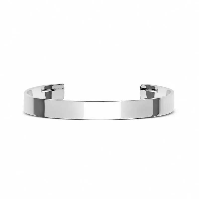 Daniel Wellington pevný unisex náramok z ocele, strieborný, Line Cuff Polished