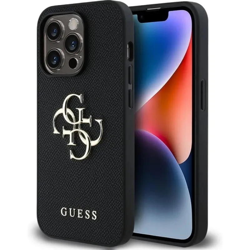 Guess PU Grained 4G Metal Logo kryt iPhone 13 Pro čierny 57983124146