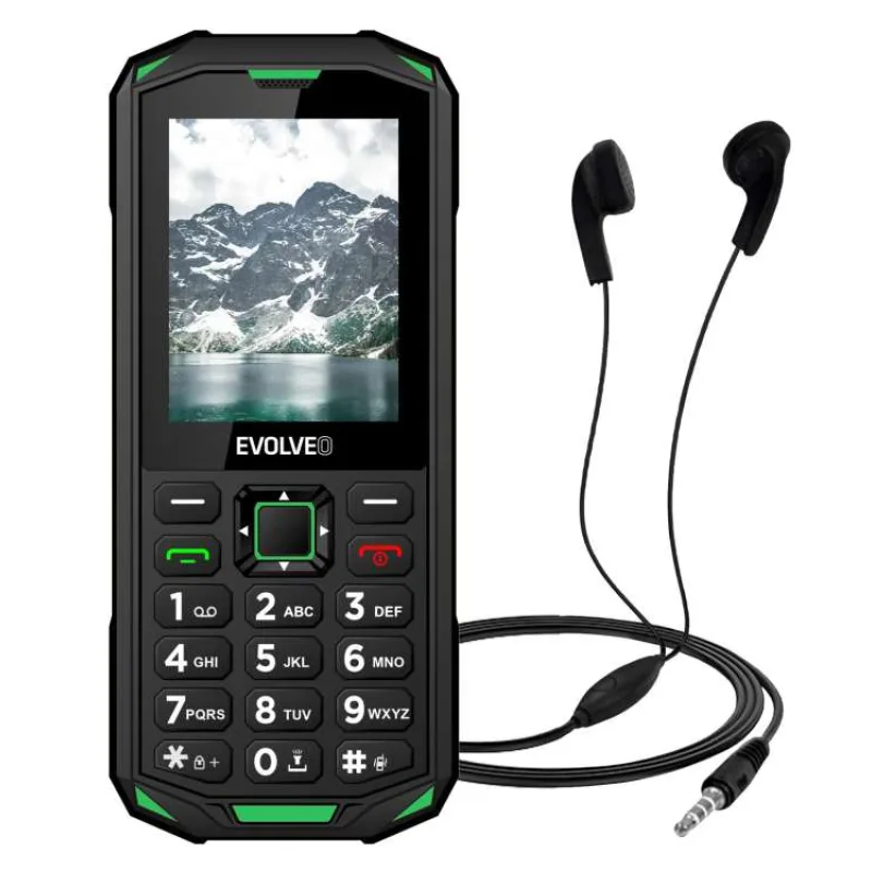 EVOLVEO StrongPhone X5, IP68 odolný Dual SIM telefón, 2,4" LCD, 2500mAh, čierno-zelený (SGP-X5-GR)