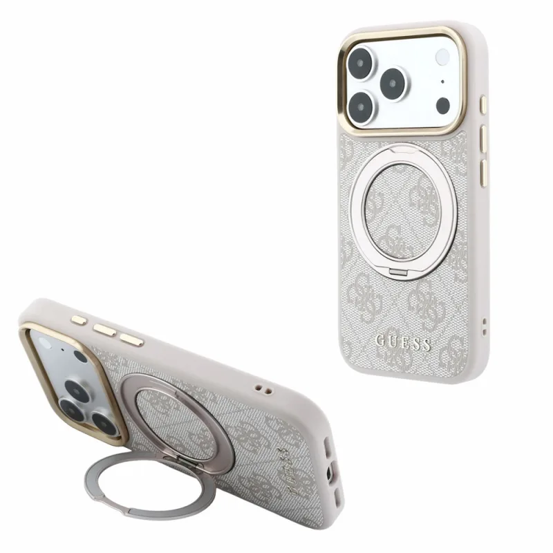 Guess PU 4G Ring Stand MagSafe kryt iPhone 18 Pro ružový 57983131195